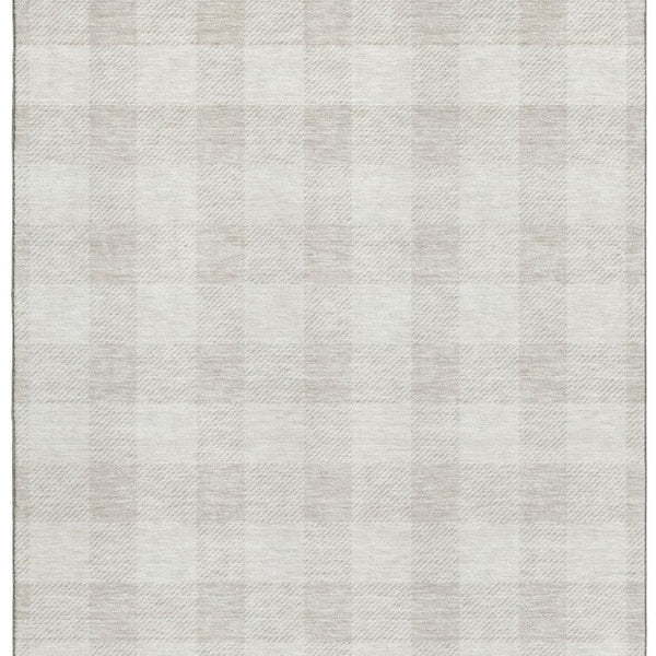 HomeRoots 10' X 14' Ivory And Beige Plaid Washable Area Rug - Durable, Stain Resistant, UV Protected Elegance 673387