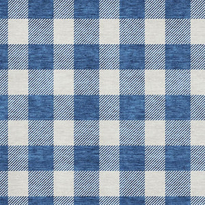 HomeRoots 5' X 8' Navy Blue Plaid Area Rug - Washable, UV Protected, Soft, Durable for Family Rooms & More 673389