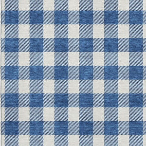 HomeRoots 9' X 12' Navy Blue & Ivory Plaid Washable Area Rug with UV Protection for Stylish, Durable Living Spaces 673392
