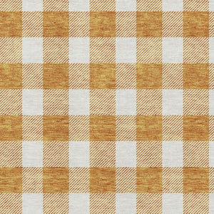 HomeRoots 8' X 10' Orange and Ivory Plaid Washable Area Rug with UV Protection for Family Spaces and Patios 673397