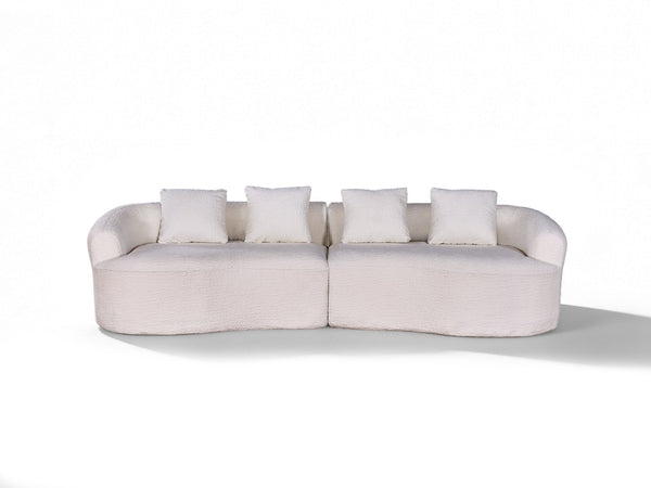 English Elm 110-inch Curved Chenille Modular Cloud Sofa Four Seat Plush Lounge for Living Room White W5527S00004