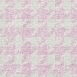 HomeRoots 5' X 8' Pink and Ivory Plaid Washable Area Rug - Durable, Stain-Resistant, UV Protected for Homes! 673401