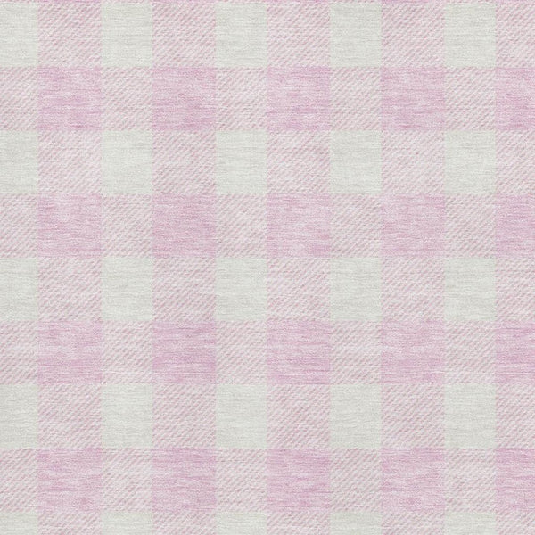HomeRoots 5' X 8' Pink and Ivory Plaid Washable Area Rug - Durable, Stain-Resistant, UV Protected for Homes! 673401