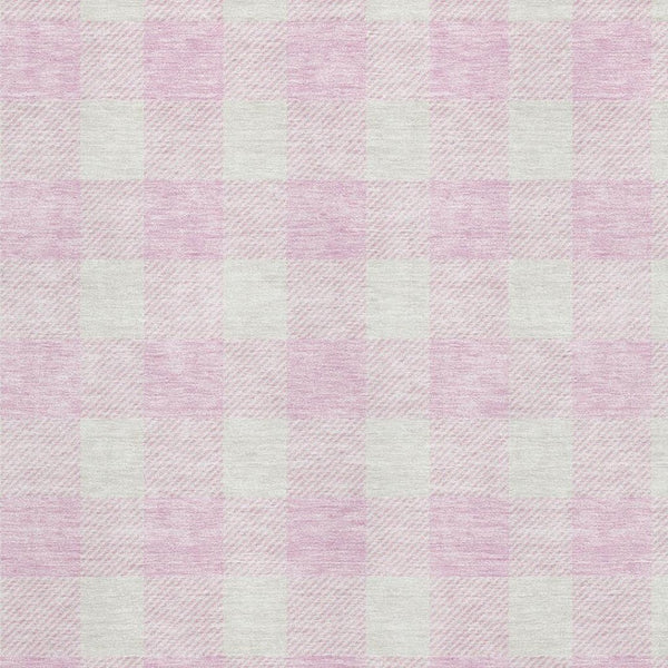 HomeRoots 8' X 10' Pink and Ivory Plaid Washable Area Rug with UV Protection, Stain-Resistant, Non-Slip Backing 673403