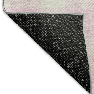 HomeRoots 9' X 12' Pink And Ivory Plaid Washable Area Rug - Durable, Stylish, UV Protected for High-Traffic Spaces 673404