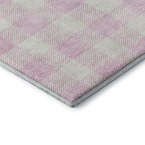 HomeRoots 9' X 12' Pink And Ivory Plaid Washable Area Rug - Durable, Stylish, UV Protected for High-Traffic Spaces 673404