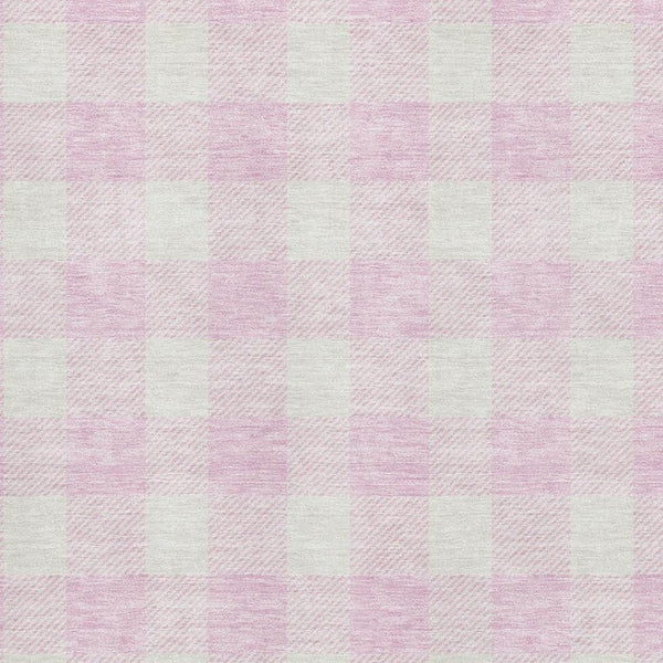 HomeRoots 9' X 12' Pink And Ivory Plaid Washable Area Rug - Durable, Stylish, UV Protected for High-Traffic Spaces 673404