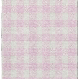 HomeRoots 9' X 12' Pink And Ivory Plaid Washable Area Rug - Durable, Stylish, UV Protected for High-Traffic Spaces 673404