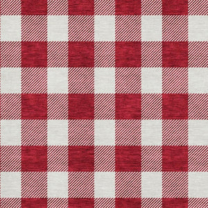 HomeRoots 8' X 10' Red And Ivory Plaid Area Rug - Stain Resistant, UV Protected, Perfect for Homes with Kids & Pets 673409
