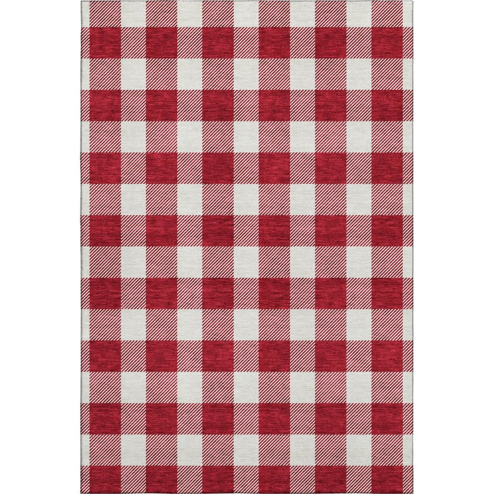 HomeRoots 9' X 12' Red Plaid Area Rug – Washable, UV-Protected, Durable & Stain-Resistant for Family Spaces 673410