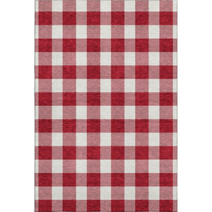 HomeRoots 9' X 12' Red Plaid Area Rug – Washable, UV-Protected, Durable & Stain-Resistant for Family Spaces 673410