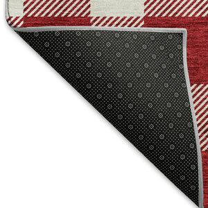 HomeRoots 9' X 12' Red Plaid Area Rug – Washable, UV-Protected, Durable & Stain-Resistant for Family Spaces 673410