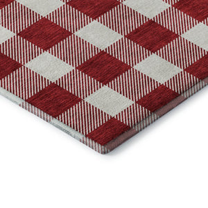 HomeRoots 9' X 12' Red Plaid Area Rug – Washable, UV-Protected, Durable & Stain-Resistant for Family Spaces 673410