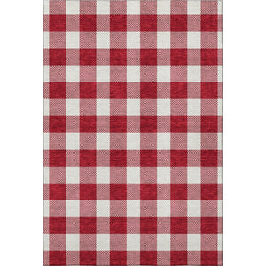 HomeRoots 9' X 12' Red Plaid Area Rug – Washable, UV-Protected, Durable & Stain-Resistant for Family Spaces 673410