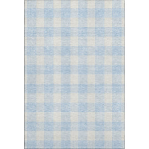 HomeRoots 9' X 12' Sky Blue & Ivory Plaid Area Rug - Durable, Washable, UV-Protected for Busy Homes & Style 673416