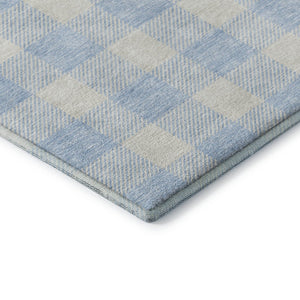 HomeRoots 9' X 12' Sky Blue & Ivory Plaid Area Rug - Durable, Washable, UV-Protected for Busy Homes & Style 673416