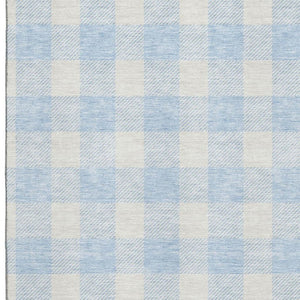 HomeRoots 9' X 12' Sky Blue & Ivory Plaid Area Rug - Durable, Washable, UV-Protected for Busy Homes & Style 673416