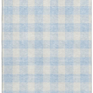 HomeRoots 9' X 12' Sky Blue & Ivory Plaid Area Rug - Durable, Washable, UV-Protected for Busy Homes & Style 673416