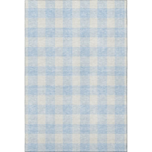 HomeRoots 10' Sky Blue & Ivory Plaid Area Rug - Washable, UV Protected, Stain Resistant for Stylish Living Spaces 673417