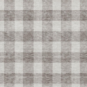 HomeRoots 8' X 10' Taupe and Ivory Plaid Washable Area Rug - Durable, Stylish, UV-Protected for High-Traffic Spaces 673421