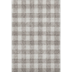 HomeRoots 9' X 12' Taupe & Ivory Plaid Washable Area Rug - Stain Resistant, UV Protected, Durable Design! 673422