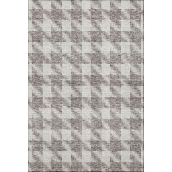 HomeRoots 10' X 14' Taupe and Ivory Plaid Area Rug - Durable, Washable, UV-Protected for Homes with Kids & Pets 673423