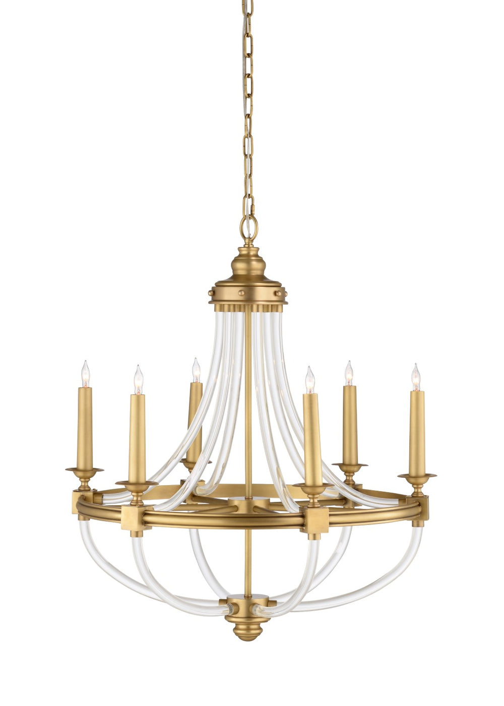 Wildwood Prospect Antique Brass Chandelier With 6 Lights And Clear Acrylic Rods For Dining Or Foyer Elegance 67343