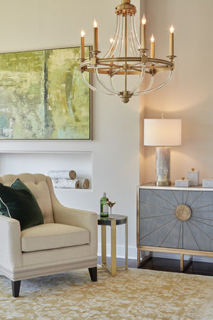 Wildwood Prospect Antique Brass Chandelier With 6 Lights And Clear Acrylic Rods For Dining Or Foyer Elegance 67343