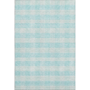 HomeRoots 5' X 8' Aqua and Ivory Plaid Washable Area Rug - Stylish, Stain-Resistant, UV Protected for Durability 673431