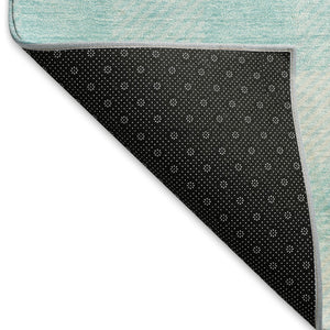 HomeRoots 5' X 8' Aqua and Ivory Plaid Washable Area Rug - Stylish, Stain-Resistant, UV Protected for Durability 673431