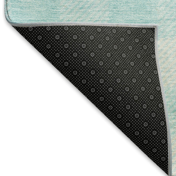 HomeRoots 5' X 8' Aqua and Ivory Plaid Washable Area Rug - Stylish, Stain-Resistant, UV Protected for Durability 673431