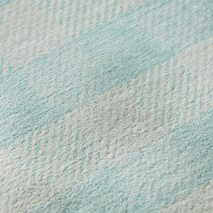 HomeRoots 5' X 8' Aqua and Ivory Plaid Washable Area Rug - Stylish, Stain-Resistant, UV Protected for Durability 673431
