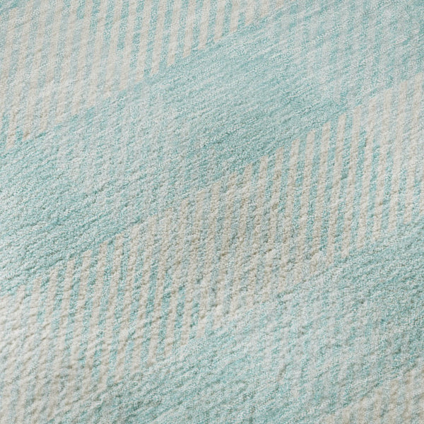 HomeRoots 5' X 8' Aqua and Ivory Plaid Washable Area Rug - Stylish, Stain-Resistant, UV Protected for Durability 673431