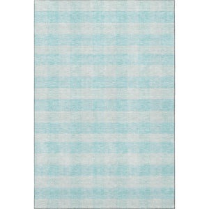 HomeRoots 5' X 8' Aqua and Ivory Plaid Washable Area Rug - Stylish, Stain-Resistant, UV Protected for Durability 673431