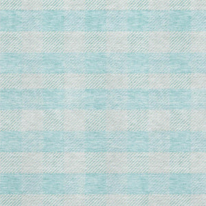 HomeRoots 8' X 10' Aqua and Ivory Plaid Washable Area Rug - Durable, UV-Protected, Perfect for Busy Homes! 673433
