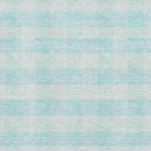 HomeRoots 9' X 12' Aqua and Ivory Plaid Area Rug - Washable, Stain-Resistant, UV Protected for Family Spaces 673434