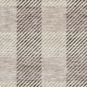 HomeRoots 5' X 8' Beige and Ivory Plaid Washable Area Rug – Stain Resistant, UV Protected for Busy Homes 673437