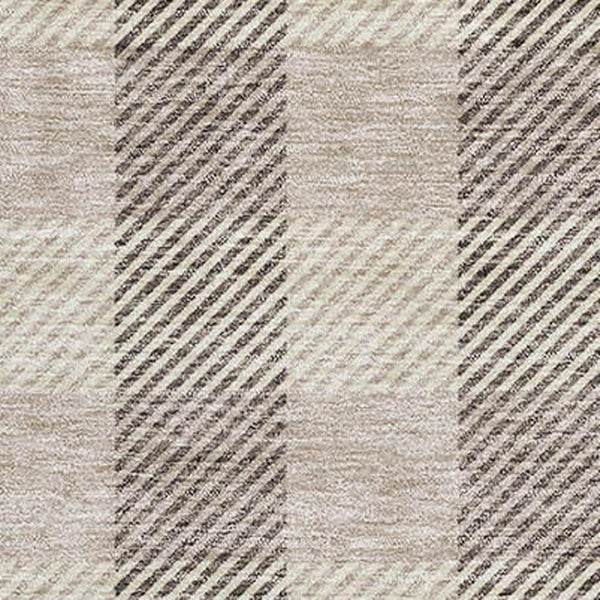 HomeRoots 5' X 8' Beige and Ivory Plaid Washable Area Rug – Stain Resistant, UV Protected for Busy Homes 673437