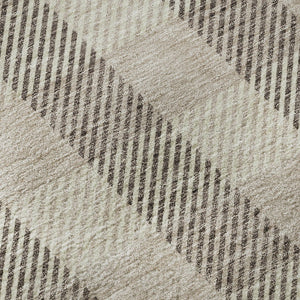 HomeRoots 8' Beige and Ivory Plaid Washable Round Area Rug with UV Protection for Busy Households & Pets 673438