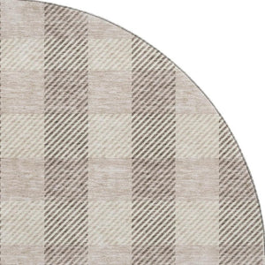 HomeRoots 8' Beige and Ivory Plaid Washable Round Area Rug with UV Protection for Busy Households & Pets 673438