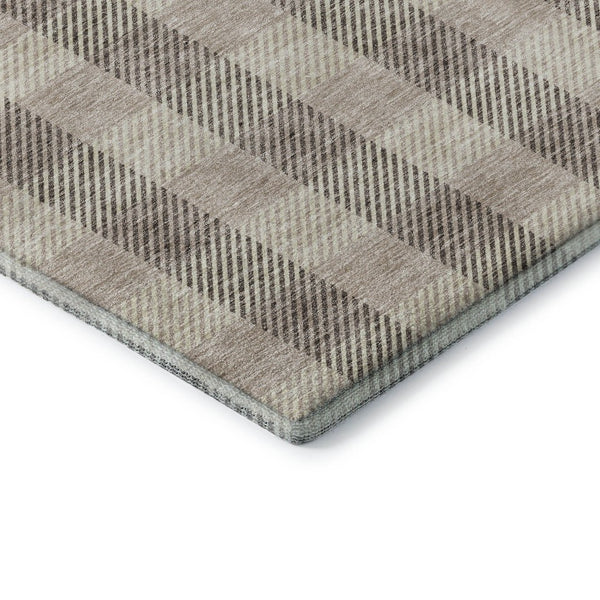 HomeRoots 8' X 10' Washable Beige & Ivory Plaid Area Rug with UV Protection - Durable, Stylish, Easy Care! 673439