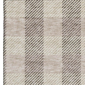 HomeRoots 8' X 10' Washable Beige & Ivory Plaid Area Rug with UV Protection - Durable, Stylish, Easy Care! 673439