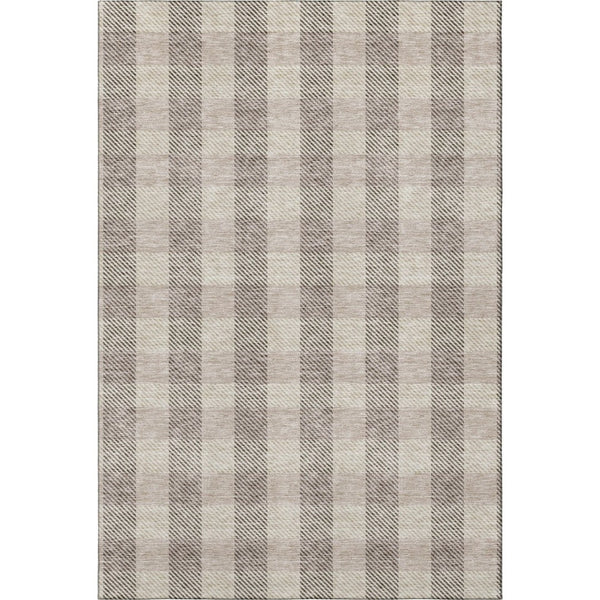HomeRoots 8' X 10' Washable Beige & Ivory Plaid Area Rug with UV Protection - Durable, Stylish, Easy Care! 673439