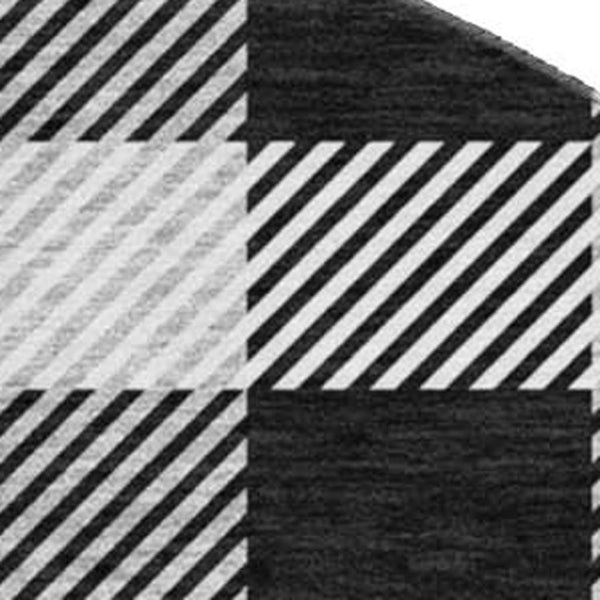 HomeRoots 8' Black And Ivory Plaid Round Rug – Durable, Washable, UV-Protected, Perfect for High-Traffic Spaces! 673444