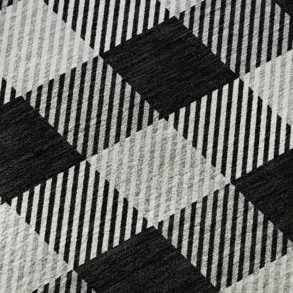 HomeRoots 9' X 12' Black And Ivory Plaid Washable Area Rug - Stain Resistant, UV Protected, Stylish & Durable! 673446