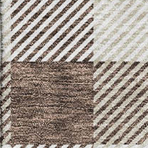 HomeRoots 5' X 8' Brown and Beige Plaid Washable Area Rug with UV Protection - Stylish, Durable, and Easy Care! 673449