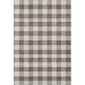 HomeRoots 10' Brown and Beige Plaid Area Rug - Washable, UV Protected, Durable, Perfect for Family Spaces! 673453