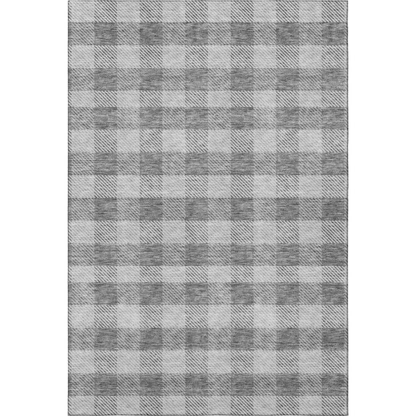 HomeRoots 5' X 8' Gray And Ivory Plaid Washable Area Rug – Soft, Durable, UV-Protected with Stain Resistance! 673455