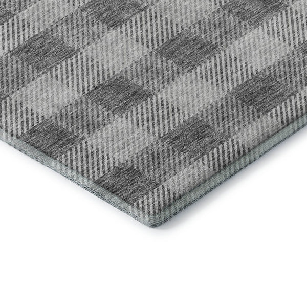 HomeRoots 8' X 10' Gray and Ivory Plaid Washable Area Rug - Durable, Stain-Resistant, UV Protected for All Spaces 673457