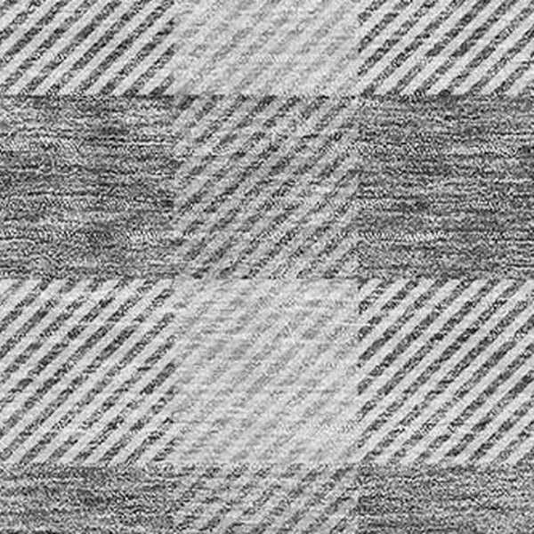 HomeRoots 8' X 10' Gray and Ivory Plaid Washable Area Rug - Durable, Stain-Resistant, UV Protected for All Spaces 673457